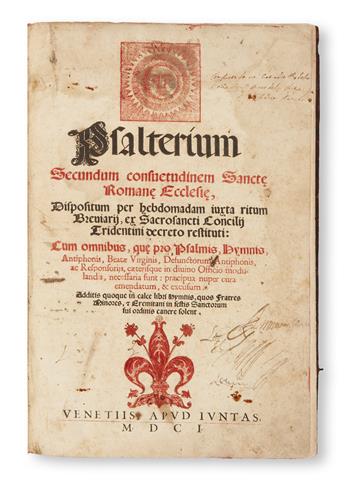 CATHOLIC LITURGY.  Psalterium secundum consuetudinem Sanctae Romanae Ecclesiae.  1601